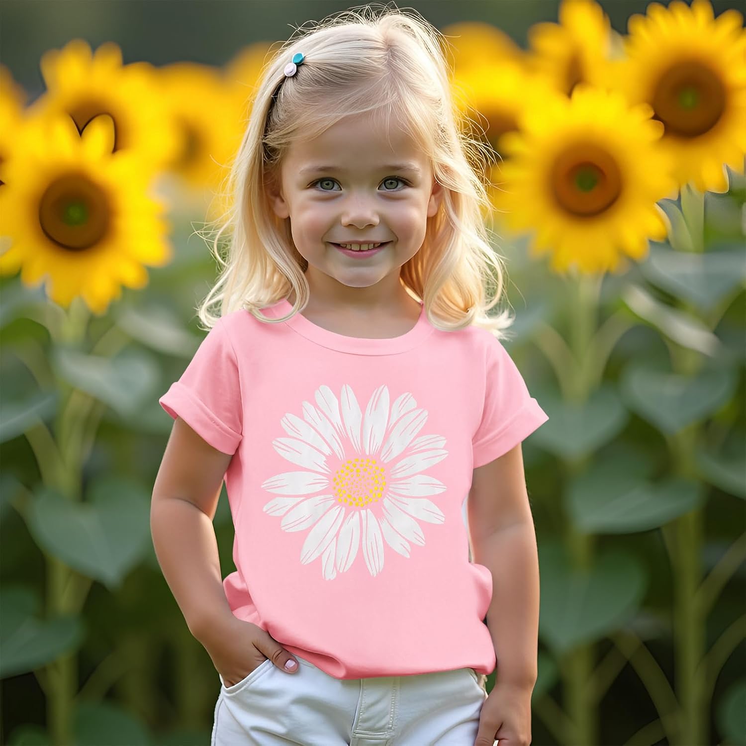 Sunflower Shirts for Toddler Baby Girl Cute Summer T-Shirt Floral Graphic Short Sleeve Tees Tops Casual Clothes - Image 2