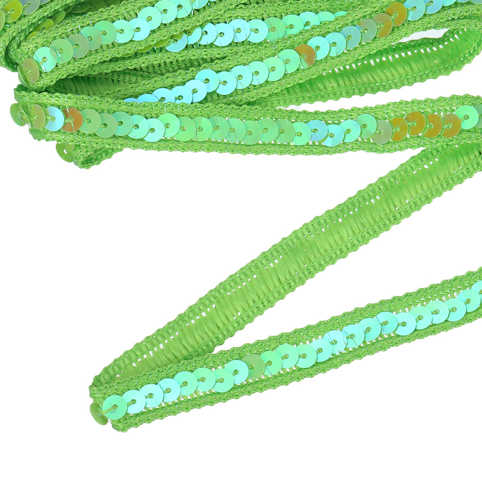 sourcing map 5.5 Yard Sequins Trim Ribbon 0.5 Inch Sequin Gimp Braid Trim Spangle Flat Sequins Paillette Fabric Flat Trims Strips for Crafts Sewing Clothes Home Party Decoration, Fruit Green