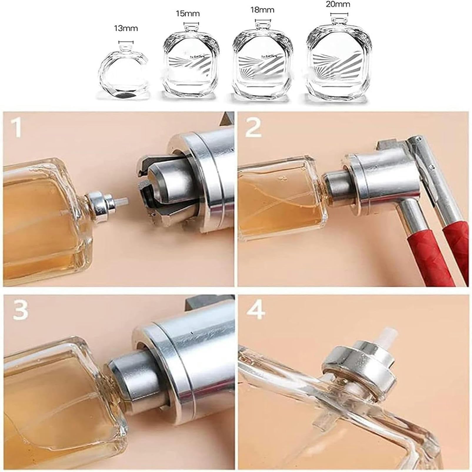 Herramienta de prensadora de botella manual, Máquina de sellado manual aleación aluminio 13-20 mm, herramienta taponado perfume, engarzadora viales(20mm)