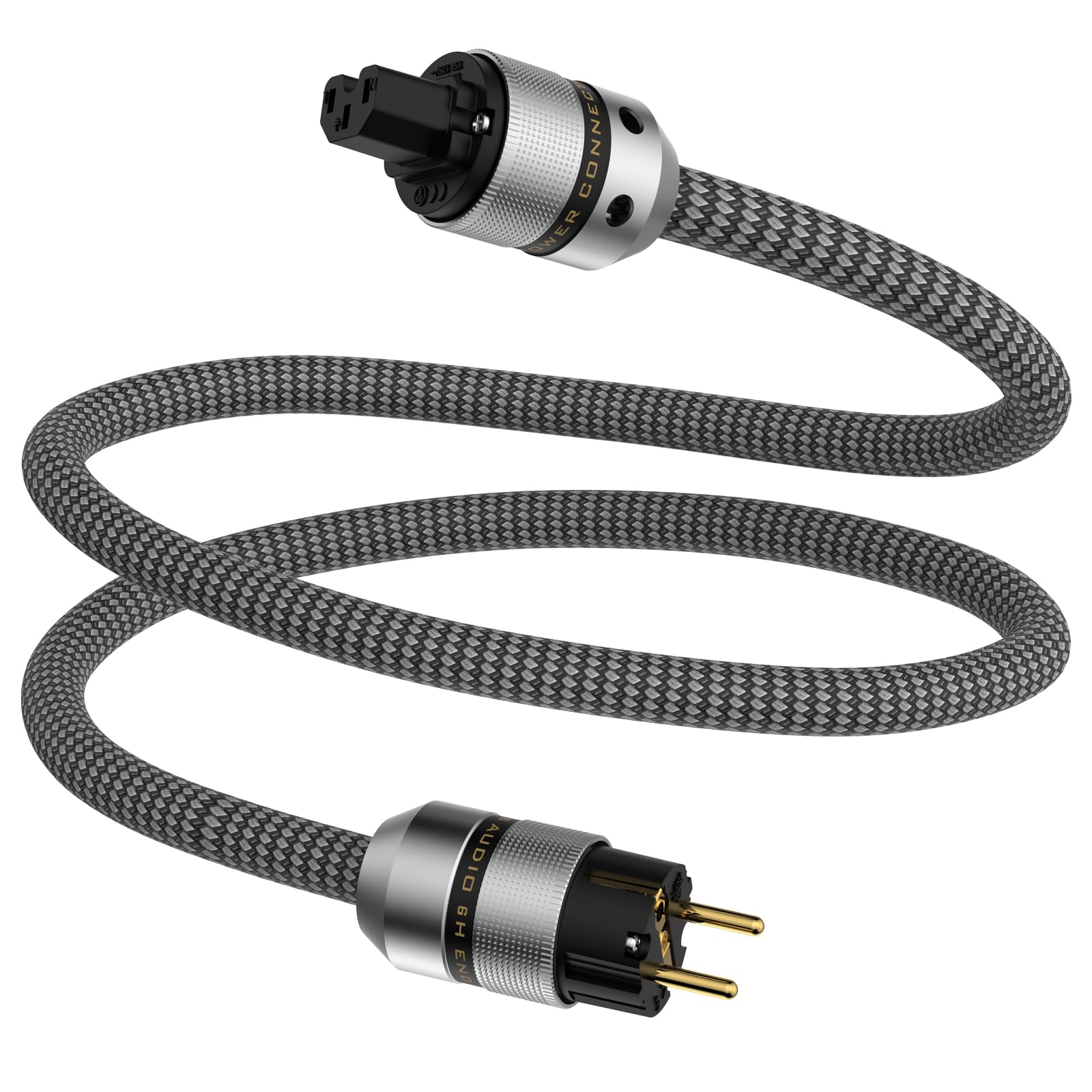 Tertullus HiFi High End Netzkabel C15 Stromkabel HiFi Audio kaltgerätekabel Mit Schukostecker & Kaltgerätestecker (E820, 2m)