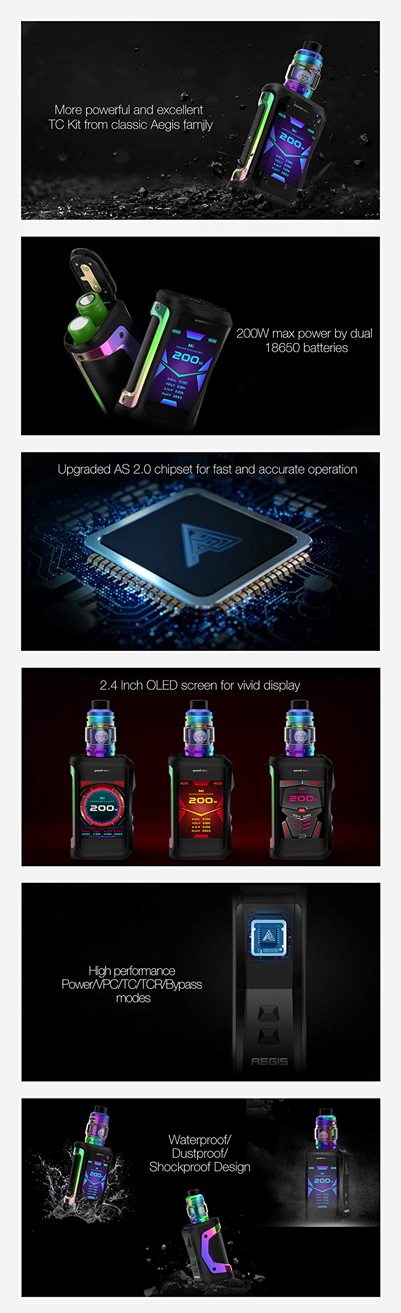 Geekvape Aegis X 200W TC Kit with Geekvape Zeus Tank with 2.4 inch OLED Screen and IP67 Waterproof Design No e Liquid, No Nicotine (Rainbow Black) : Amazon.co.uk: Health & Personal Care Geekvape Aegis X 200W TC Kit with Geekvape Zeus Tank with 2.4 inch OLED Screen and IP67 Waterproof Design No e Liquid, No Nicotine (Rainbow Black) : Amazon.co.uk: Health & Personal Care
