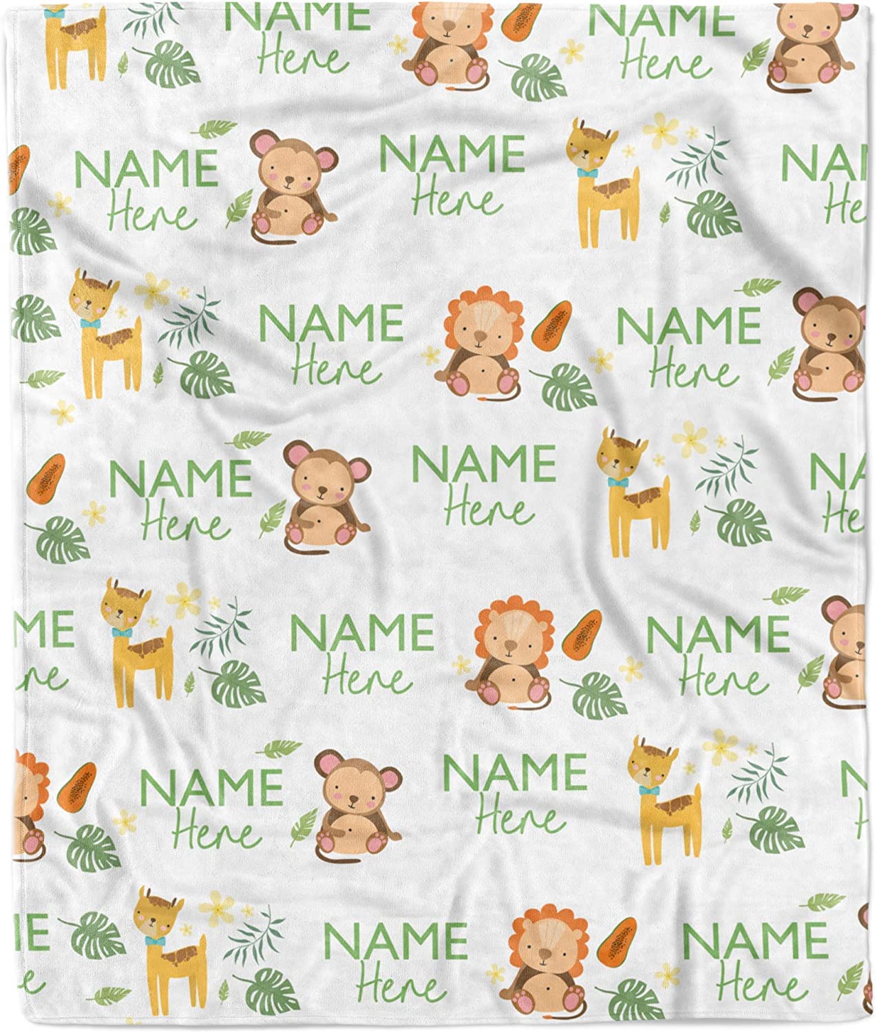 Manta personalizada con nombre de animales para hijo e hija, manta de forro polar personalizada con nombre de zoológico para nieto, nieta, manta de forro polar con nombre único de la selva para niños