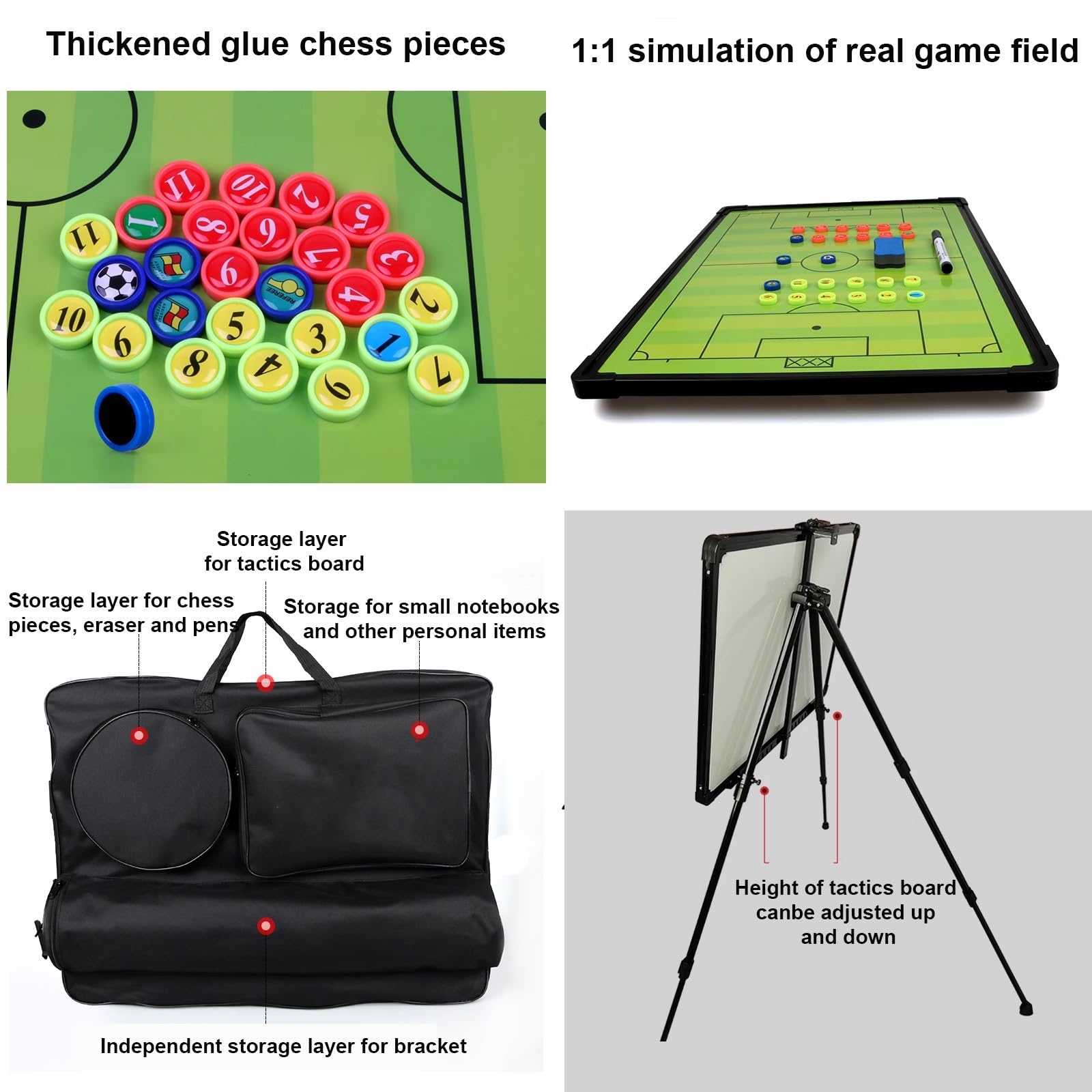 Pizarra Tactica Entrenador Futbol, Pizarra Magnetica Futbol con Soporte, Piezas De Ajedrez, Rotulador, Borrador Y Bolsa de Almacenamiento, Adecuado para Competición Y Entrenamiento