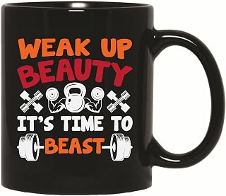 Special Gift for Beauty Beast Gym Fitness Fans Unique Bodybuilding Design 11oz 15oz Black Coffee Mug