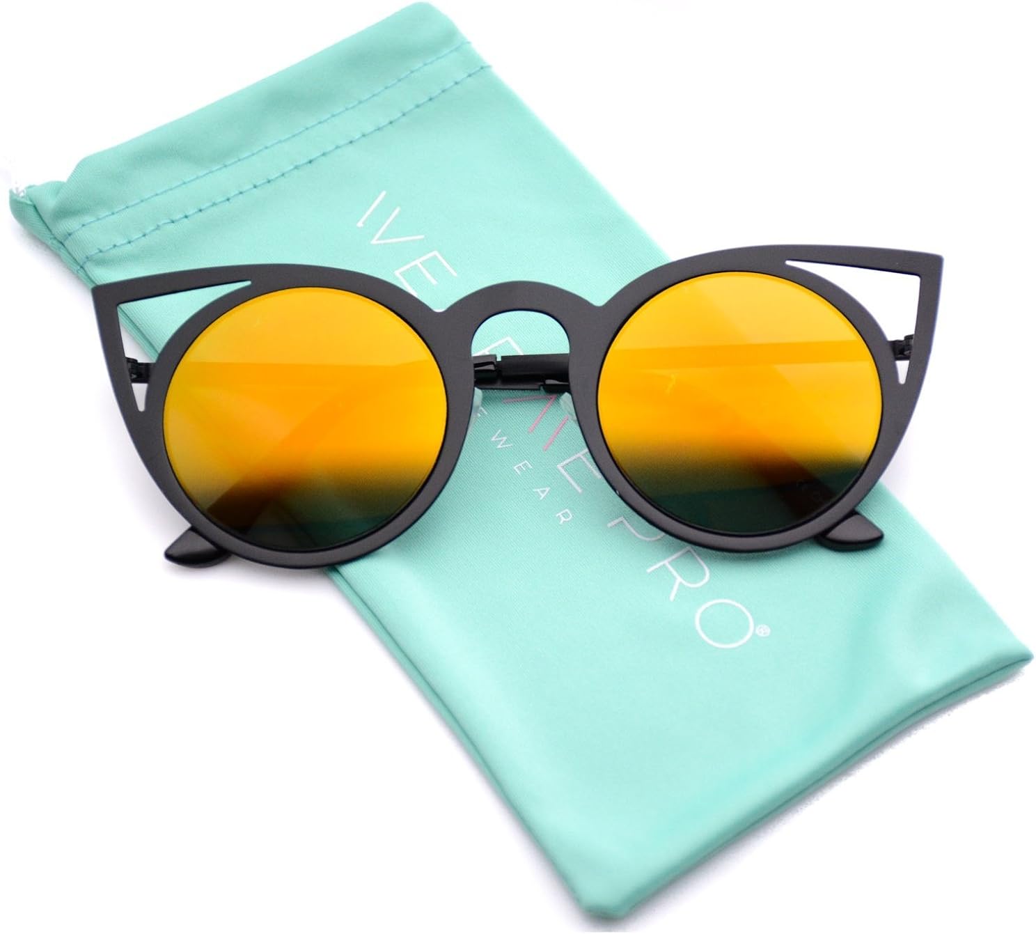 Womens Cateye Retro Fashion Retro Round Lens Cat Eye Sunglasses
