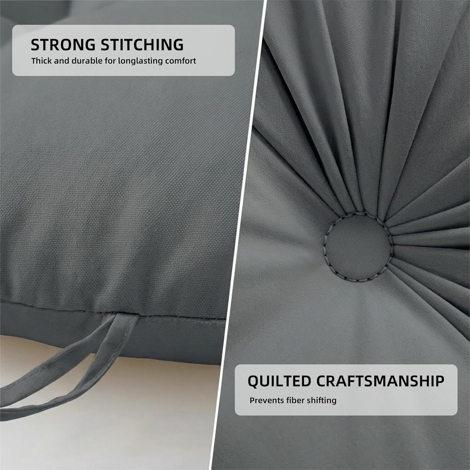Outdoor Double Egg Chair Cushion, 2-Seater Hanging Egg Chair Cushion with 2 Detachable Pillows, for Indoor and Outdoor Hammock Chair, Patio Swing Chair, Only Cushion (Dark Gray, 59 * 43 * 6in)