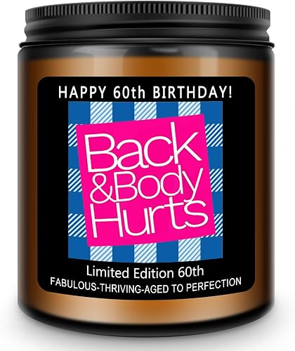 Homsolver 60th Birthday Gifts for Women Men, Happy 60th Birthday Decorations Candles Gift for Her Him, Funny 60 Years Old Ideas- Lavender Scented Candle