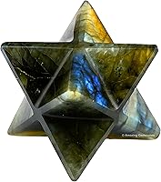 Vista 14 de Amazing Gemstone Larvikite Merkaba Crystal – Estrella de Merkaba metafísica de 1 pulgada para meditación – Cristal tetraedro energético y piedras