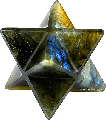 Miniatura 41 de Amazing Gemstone Larvikite Merkaba Crystal – Estrella de Merkaba metafísica de 1 pulgada para meditación – Cristal tetraedro energético y piedras