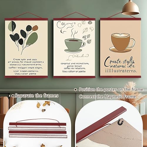 Miniatura 24 de Artmag - Marco magnético para colgar pósteres, 20 x 28, 20 x 30, 20 x 24 pulgadas, diseño de madera clara, lienzo, con imán, kit de marcos