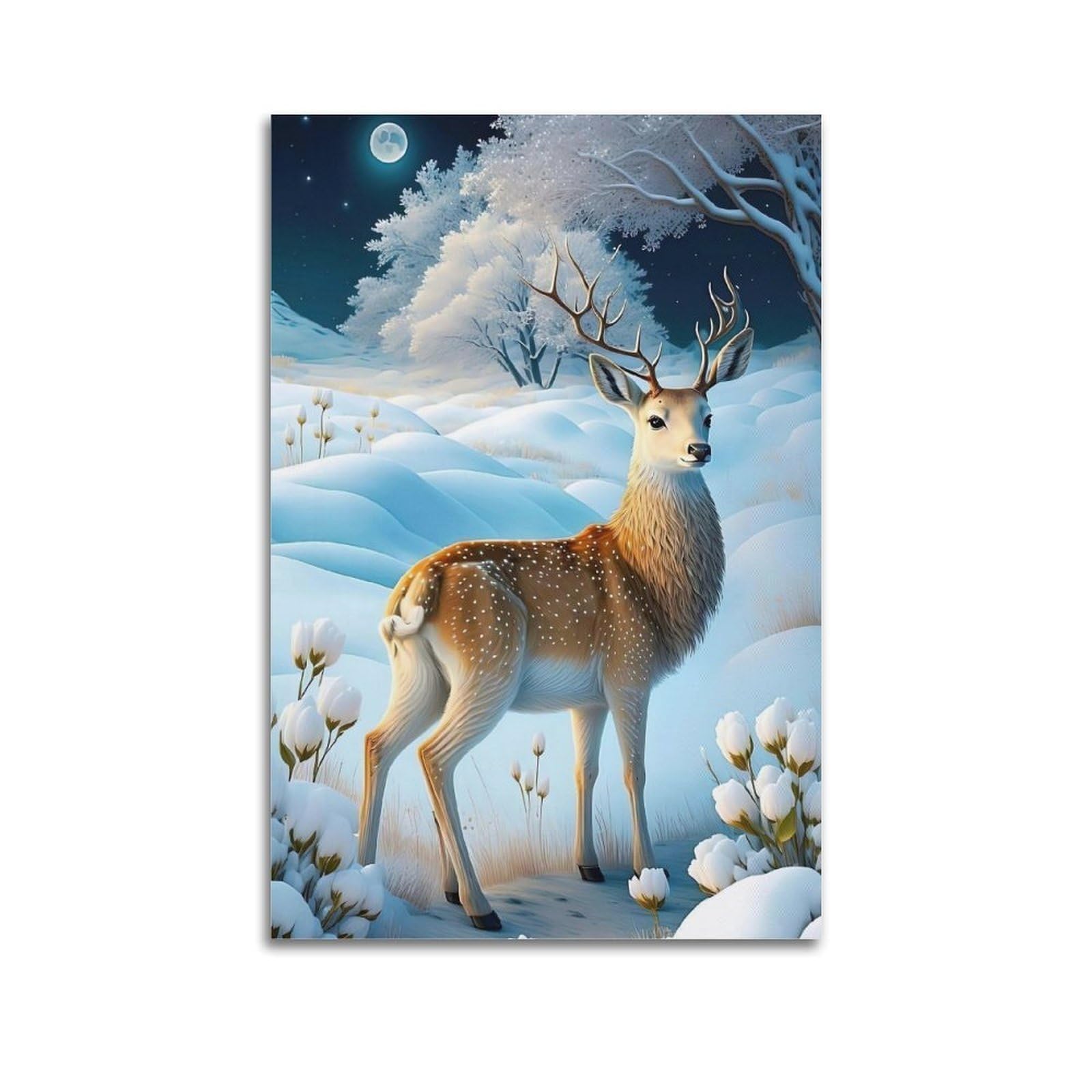 HUIYHB Animal Poster Fawn in The Snow Poster Decorative Painting Canvas Wall Posters And Art Picture Print Modern Family Bedroom Decor Posters 24x36inch(60x90cm)