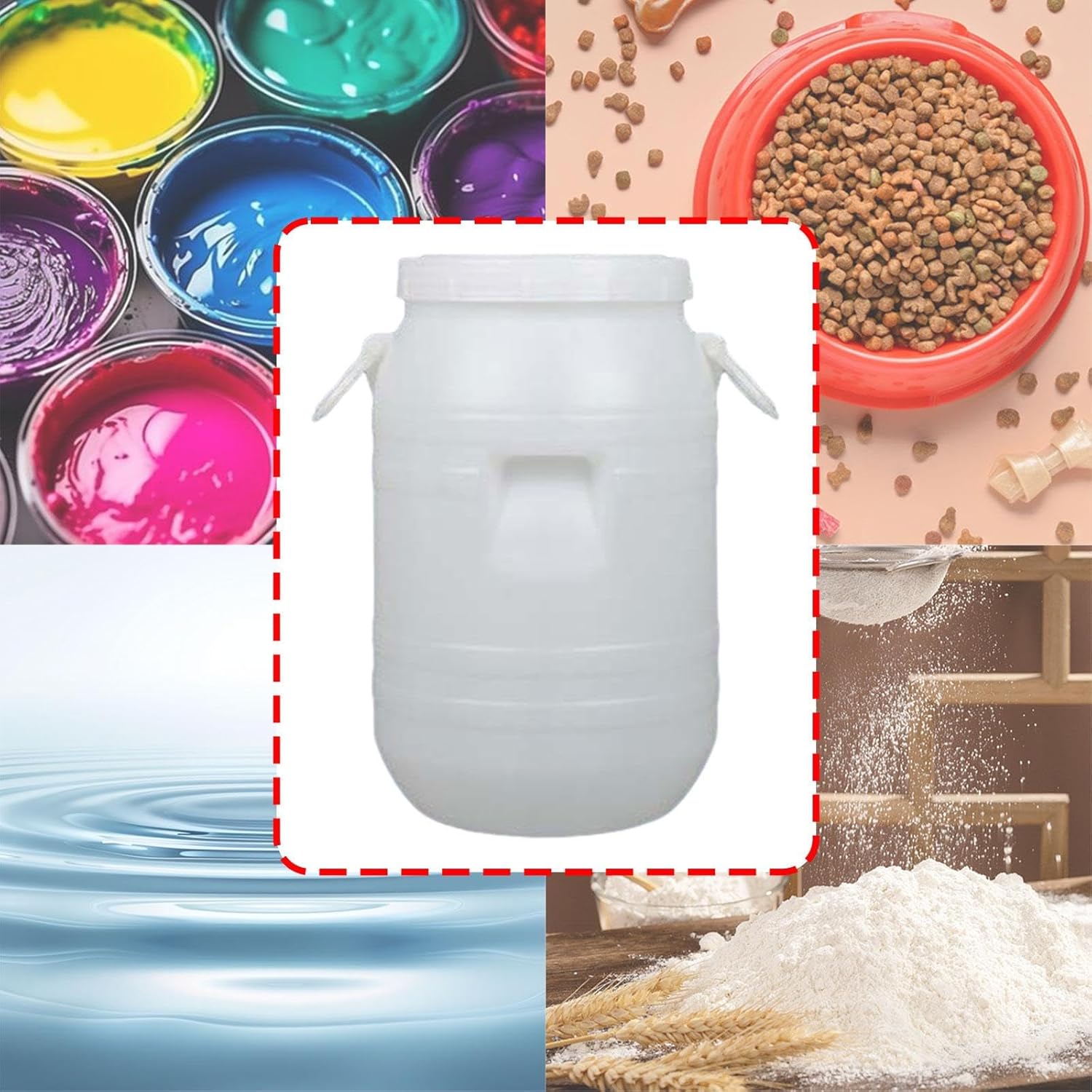 Pp Bucket Water Bucket Lightweight Practical Sturdy Barrel for Flour Rice Laundry Pet Food Indoor Outdoor, 15 L Round