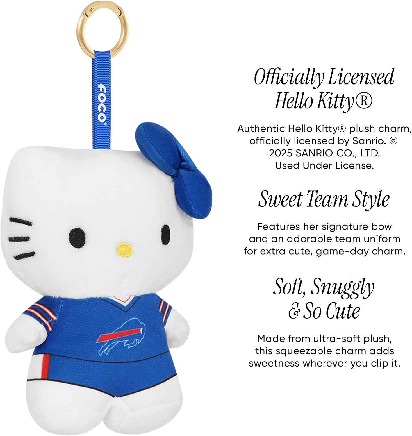 FOCO Unisex NFL Team Logo Plush Hello Kitty® Bag Charm Keychain
