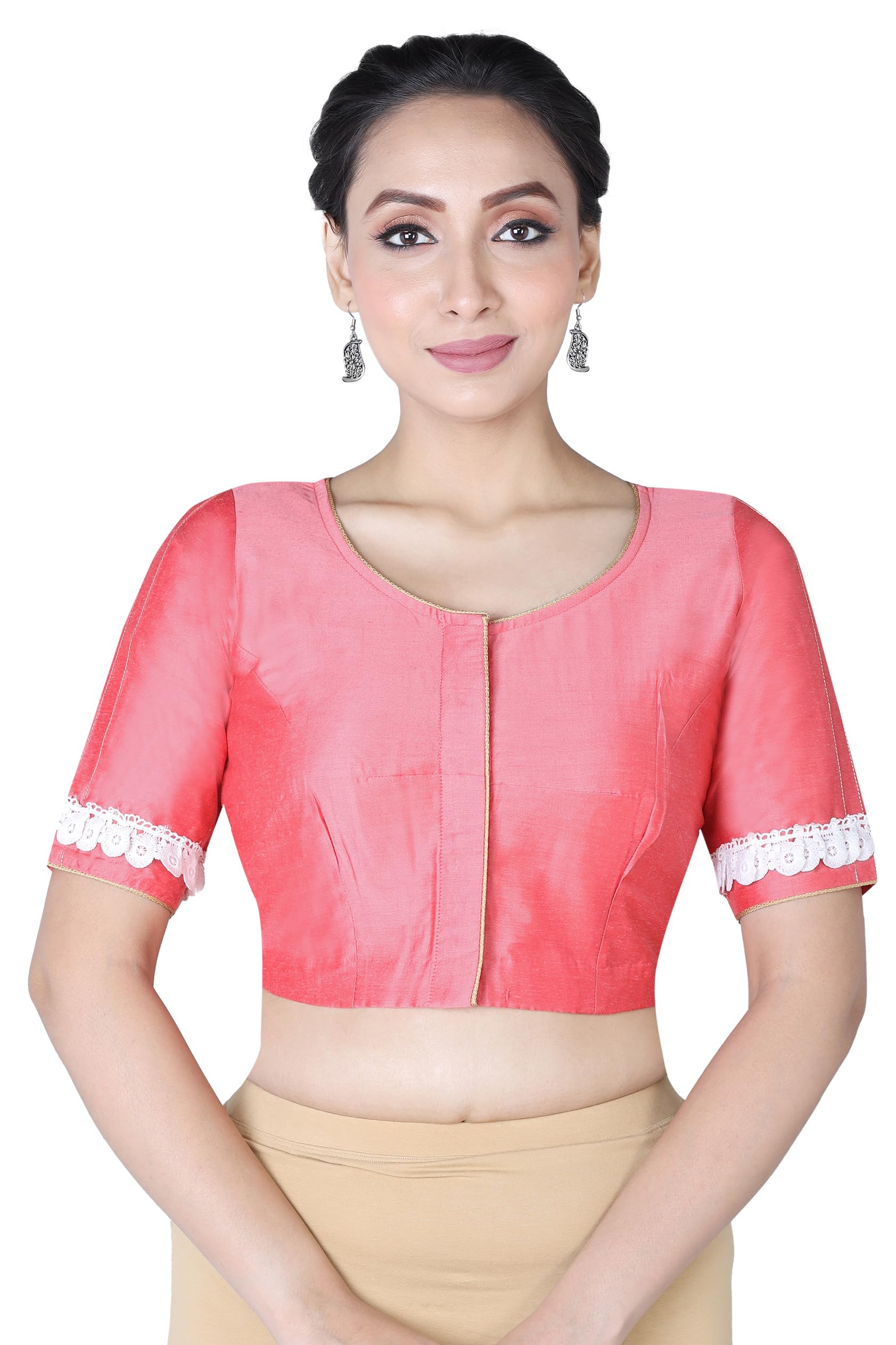 rene Round Neck Festive & Party Women Cotton Silk Half Sleeve Stitched Blouse(D-005610)-picture-8