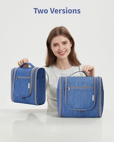 Miniatura 8 de Narwey Neceser de viaje colgante, organizador de maquillaje cosmético para mujeres y hombres, AH-Azul marino