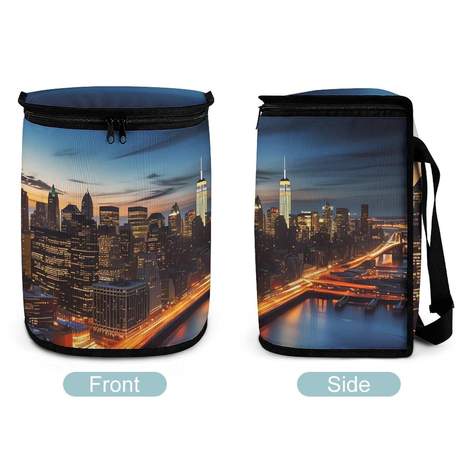 Hanging Car Trash Bag New York City Scenery Printed Car Garbage Storage Bag Leakproof Car Trash Can Portable Garbage Storage Bags