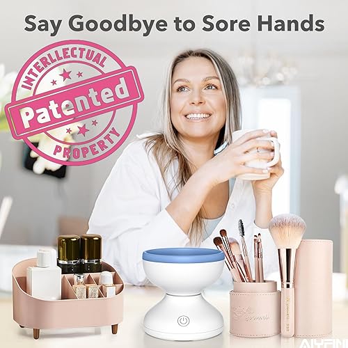 Miniatura 2 de Alyfini - Máquina limpiadora de brochas de maquillaje eléctrica, portátil, automático, USB, para todos los tamaños, juego de brochas de maquillaje