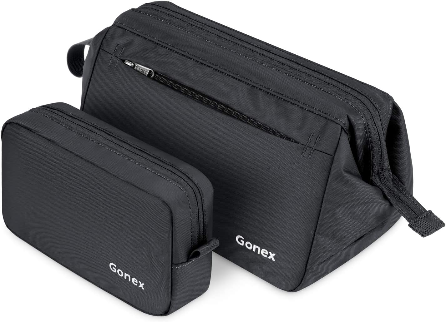 Gonex Hanging Toiletry Bag Makeup Bag for Purse Travel Makeup Pouch Portable Cosmetic Bag Shaving Dopp Kit Daily Storage Organizer for Women Men Girls with Handle 2pcs Gray