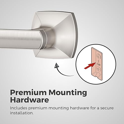 Miniatura 10 de Pfister Vaneri BTBVRI2GS - Toallero de baño para baño, 24 pulgadas, montaje en pared, atornillado, acabado de níquel cepillado, defensa antimanchas