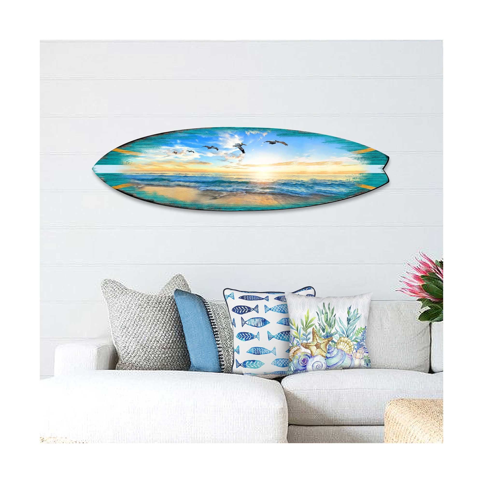 Designocracy Sunset Surfboard Coastal Door Art by G. DeBrekht - 8490103HS-36