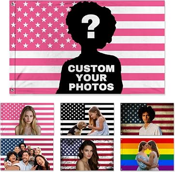 Custom Pink America Flag Double Sided Outdoor, Personalized Design Print Your Own Logo/Text/Photo for Indoor Outdoor Party Decoration 2x3 Ft, 3x5 Ft, 4X6 Ft, 5X8 Ft