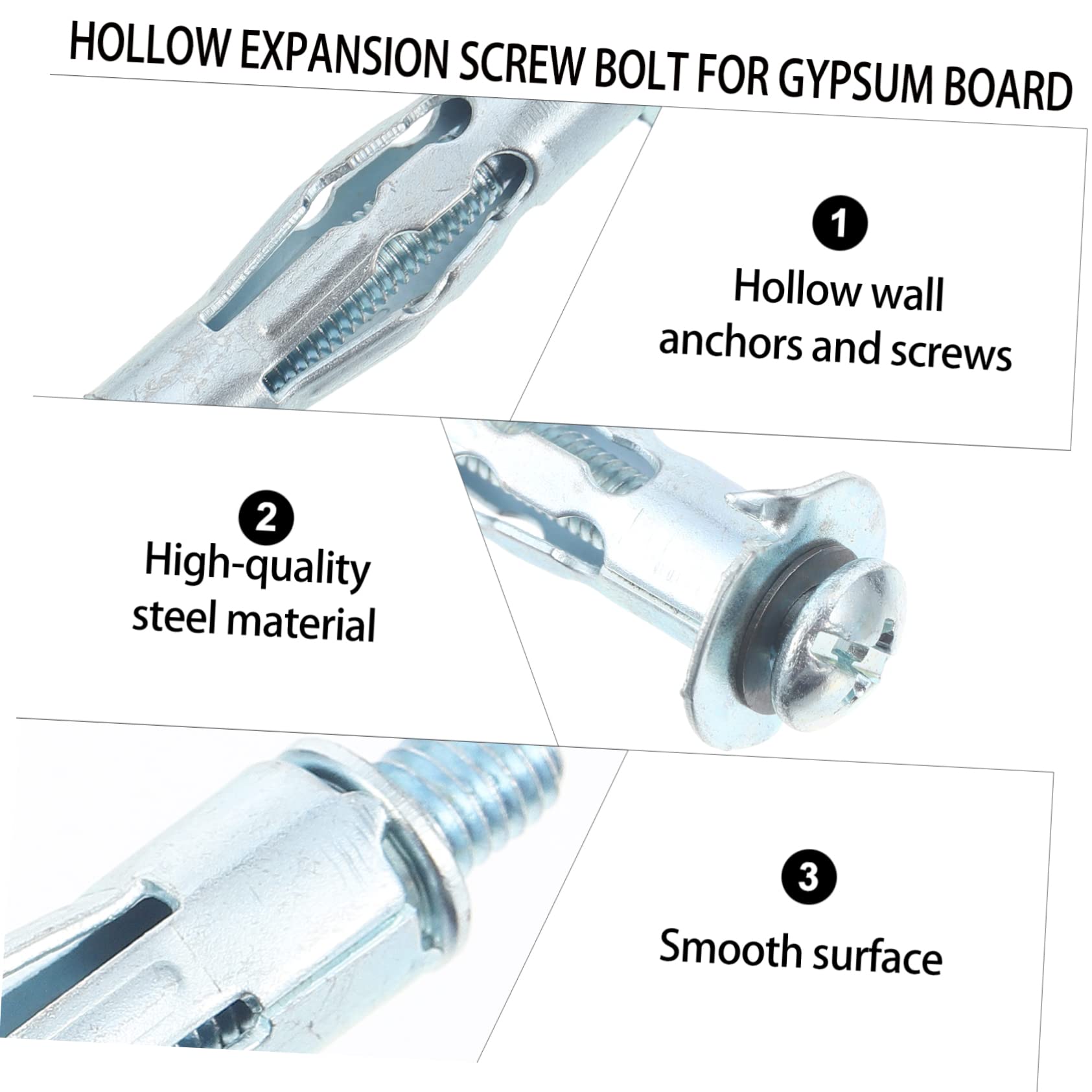 CIYODO 20 Pcs Heavy Duty Hollow Wall Anchors for Drywall Tools Cavity Wall Fixer Plasterboard Fixing Screws