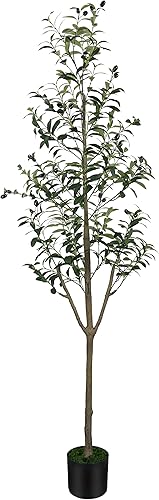 G&A Love SK Árbol de olivo sintético, 6 pies (72 pulgadas), olivos artificiales de seda artificial para interiores con hojas verdes y frutos grandes