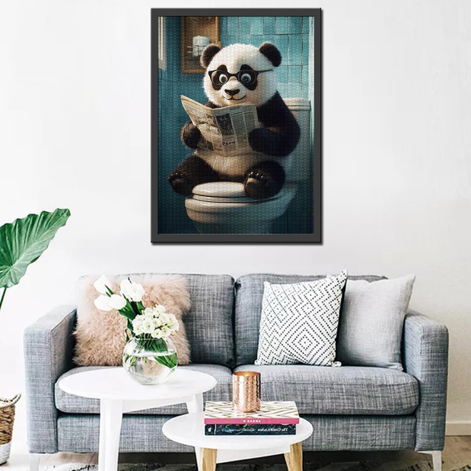 Panda Read Newspaper 1000 Piece Jigsaw Puzzles for Adults Animal Go Toilet Puzzles Wildlife Toilet Puzzle Challenging Family Activity Games Colorful DIY Craft Puzzle for Home Decor Gifts - Image 3