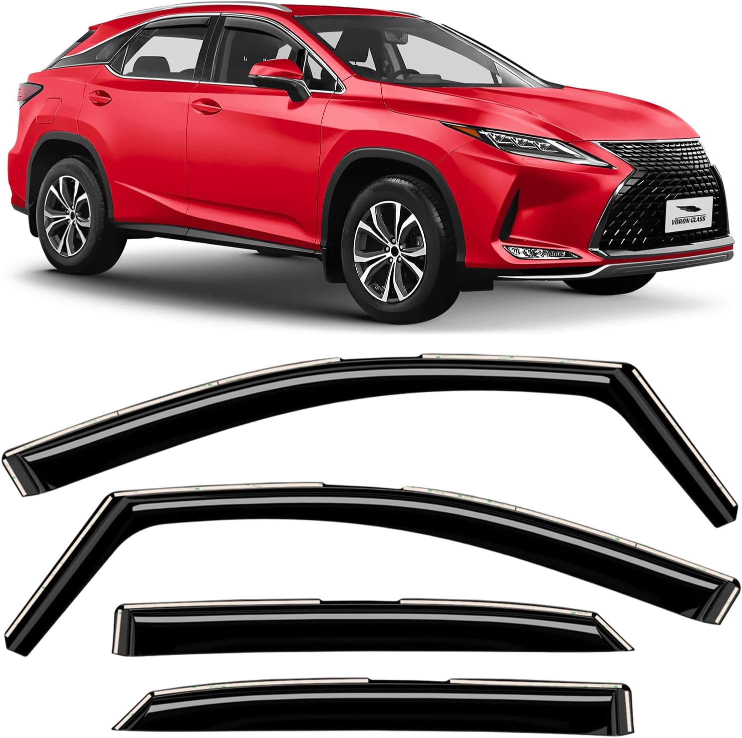 Voron Glass in-Channel Extra Durable Rain Guards for Lexus RX 350, 450H 2016-2022, Window Deflectors, Vent Window Visors, 4 Pieces - 200563