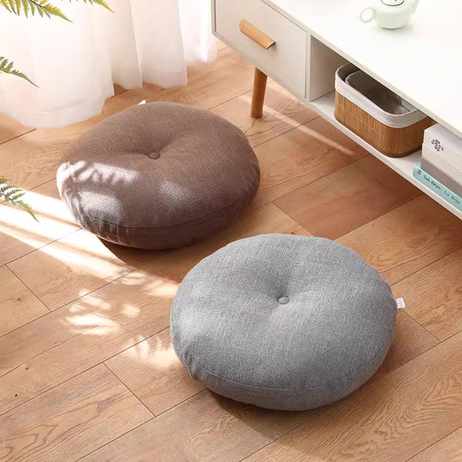 0XBIT Comfort Cotone Lino Pavimento Cuscino Spessore Corduroy Tatami Pavimento Cuscino Rotondo Grande Traspirante Seduta Cuscino per Room Party Decorazione Esterna