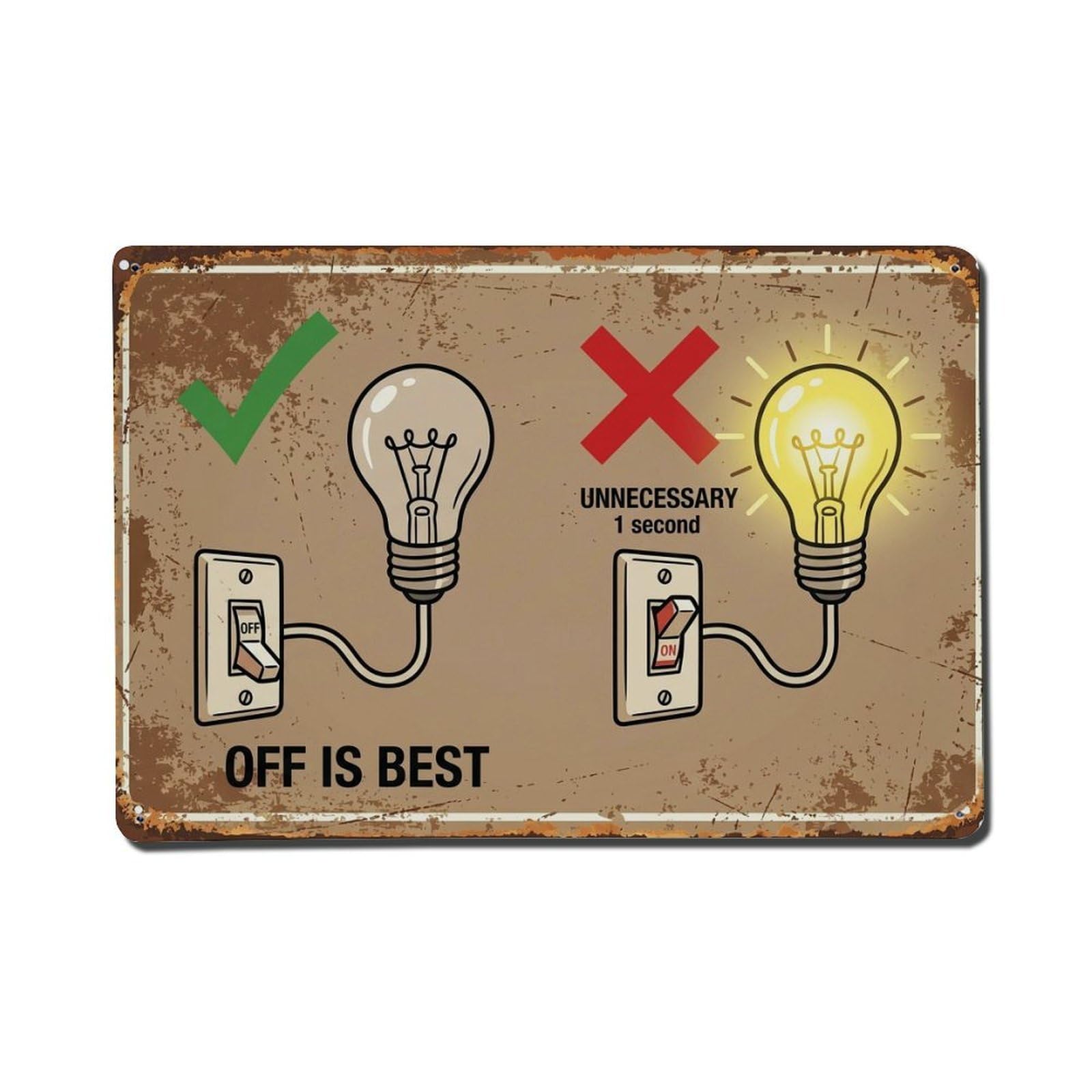 Turn Off Lights Environment Vintage Metal Tin Sign Plaque Wall Decor for Cafe, Club, Garden Metal Poster 8x12Inch