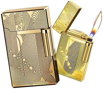 Side-Sliding Lighter, Portable Metal Lighter, Replaceable, Adjustable Flame Size, Suitable for Collection, Personal use or as a Gift.D