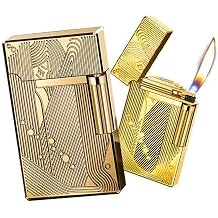 Side-Sliding Lighter, Portable Metal Lighter, Replaceable, Adjustable Flame Size, Suitable for Collection, Personal use or as a Gift.D