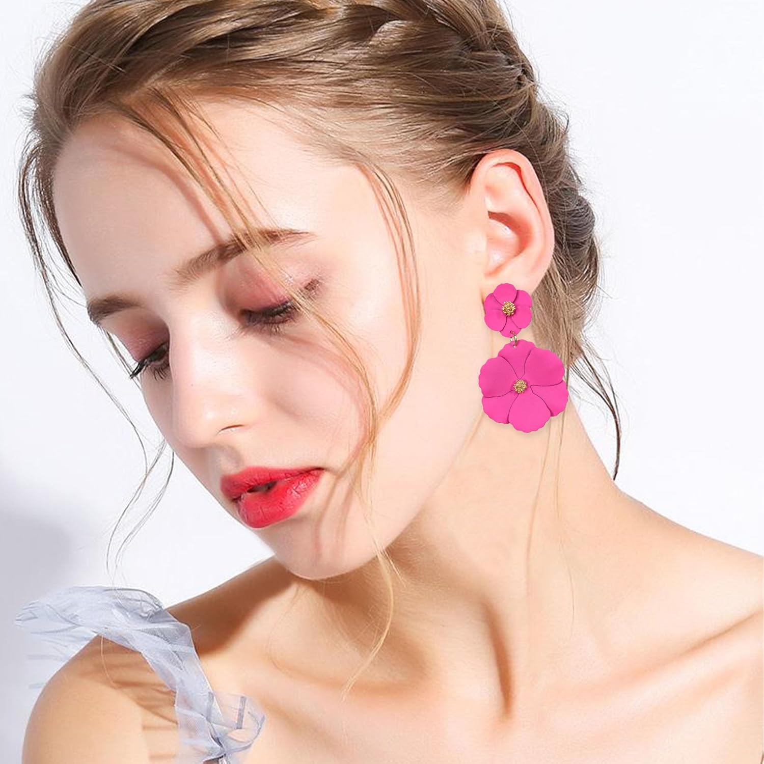 Pretty Flower Drop Earrings For Women - Colorful Botanical Jewelry For Weddings & Parties
