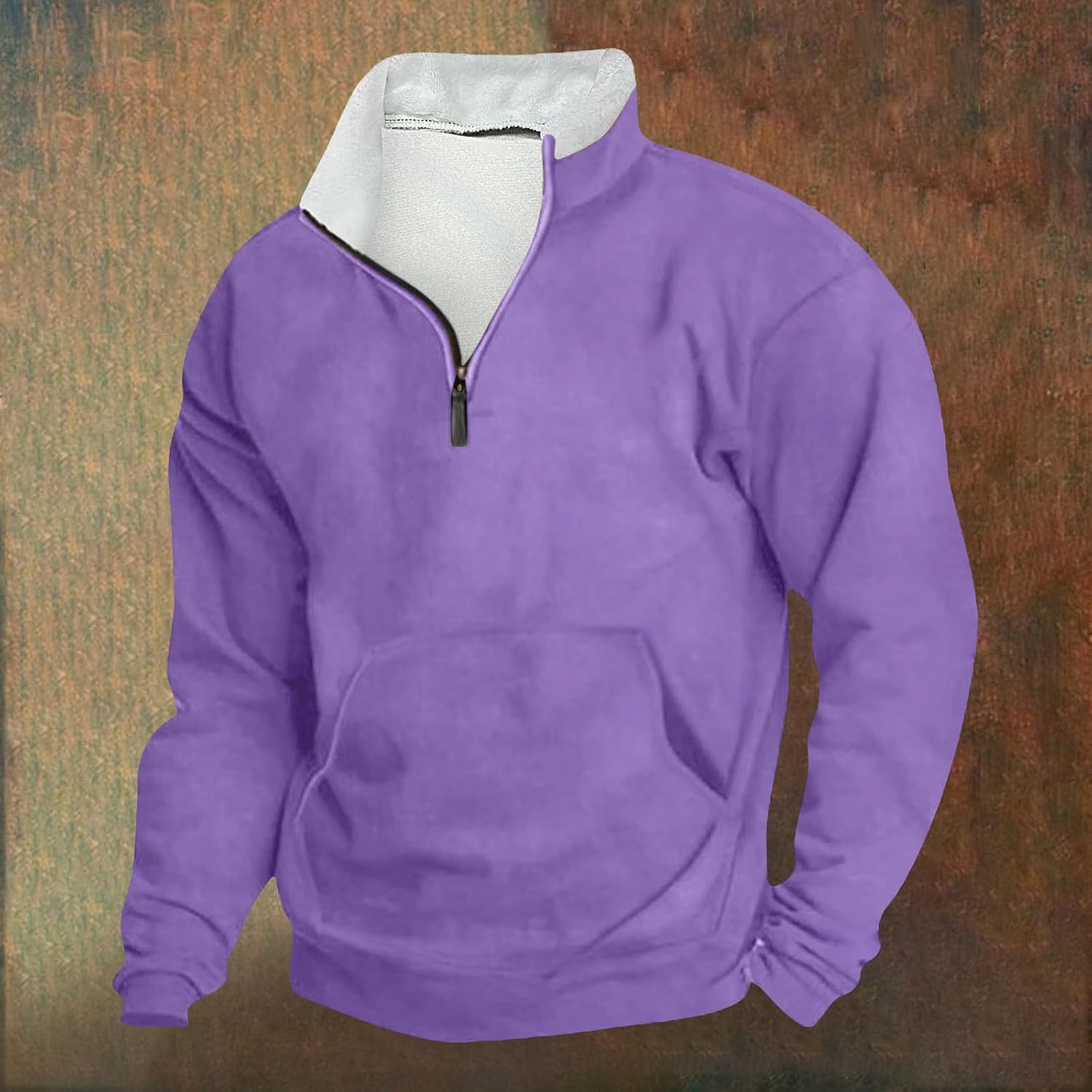 Collared Sweatshirts for Men Plain Quarter Zip Pullover Shirts Long Sleeve Basic Classic Casual V Neck Spring Tops