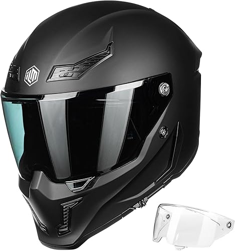 ILM - Cascos de motocicleta para adultos, hombres y mujeres, cara completa, DOT ECE, deportes de motor, visera doble, para carreras callejeras con