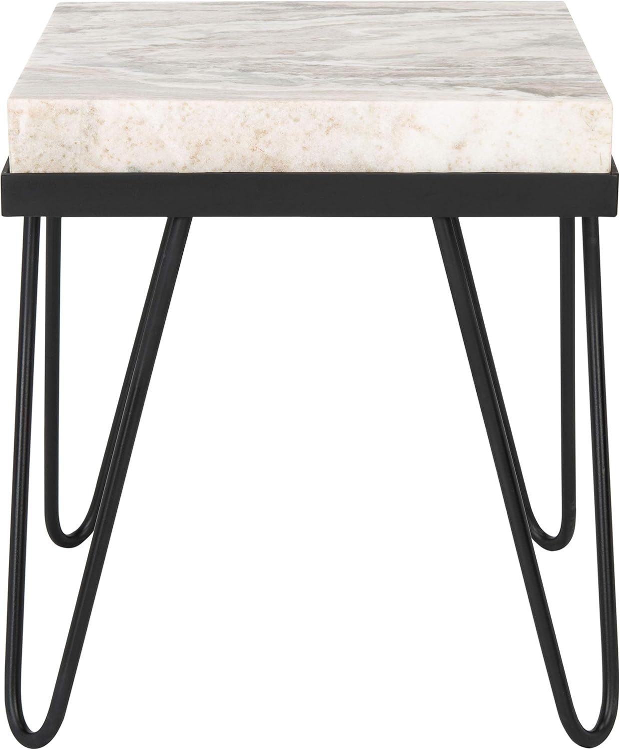 Safavieh Home Jada Multi Grey Marble Stone Top and Black Accent Table (ACC3705A)