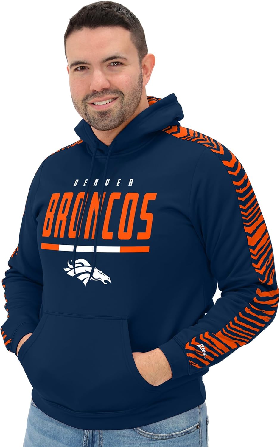 Zubaz NFL Men's Fleece Hoodie with Zebra Tonal Sleeve Panel (Small - 5X-Large)