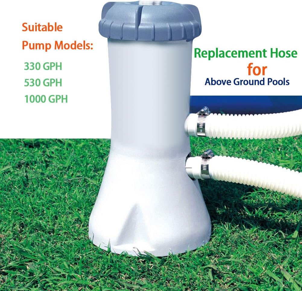 AXAYINC Replacement Hose for Above Ground Pools 1.25" Diameter for Models 330 GPH, 530 GPH, and 1,000 GPH,57" Long Filter Pump Hose. (2)