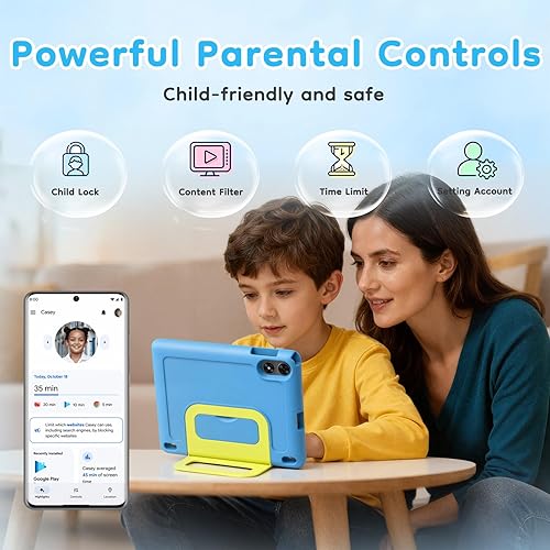 Miniatura 5 de SHARECLOUD Tablet para niños de 10 pulgadas, tableta Android para niños, 24 GB de RAM 64 GB de ROM, 1 TB expandible, con funda EVA, control