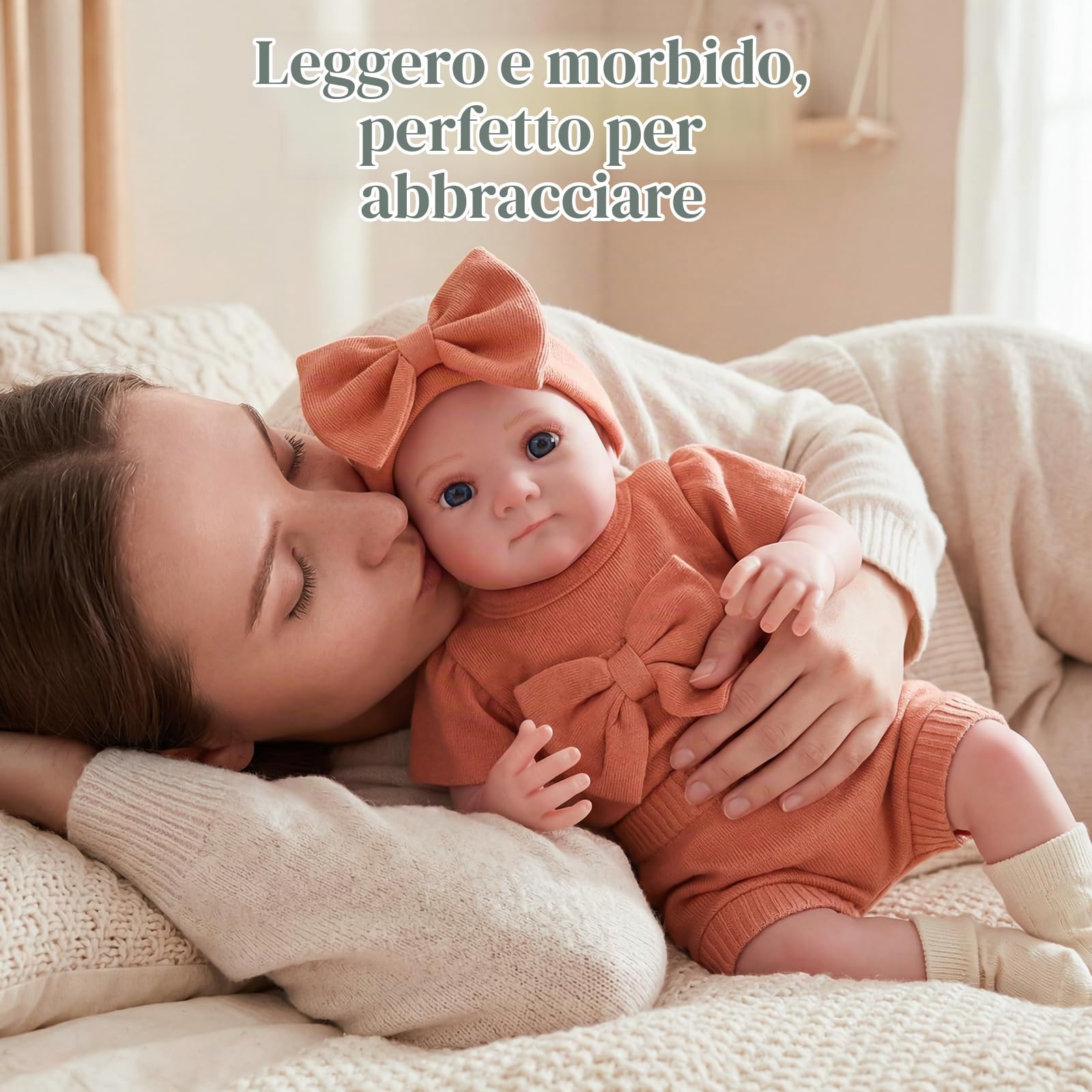 JIZHI Reborn Bambola - 17 Pollice Bambole Realistica con Occhi Mobili - Bambolotto Femmina include Vestiti e Accessori, adatta a Bambini dai 3 Anni+