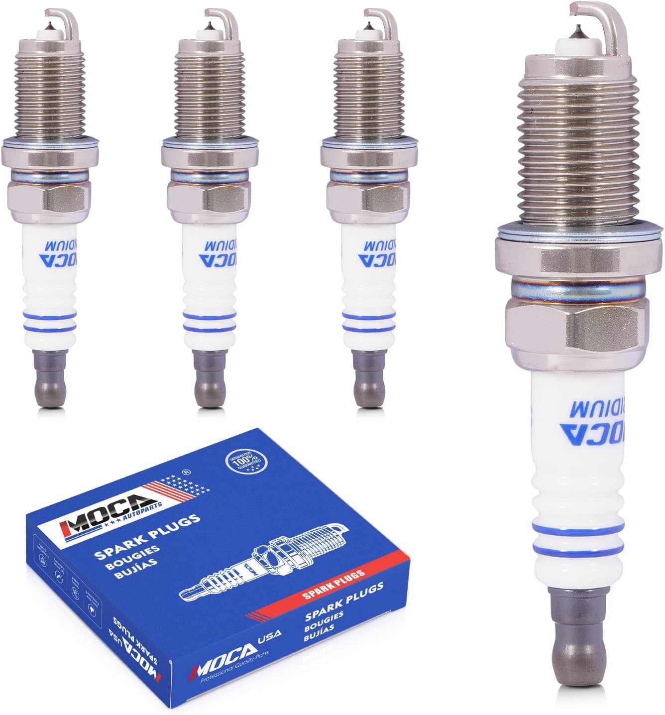 MOCA 4Pcs Spark Plugs 6714 Fit 07-11 for Acura CSX 2.0L, 04-08 TSX 2.4L/ TL 3.2L, 07-11 for Honda Fit 1.5L, 03-11 Element 2.4L, 02-09 CR-V 2.4L, 06-11 Civic 1.8L, 03-07 Accord 2.4L/3.0L