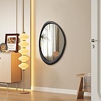 Vista 4 de AAZZKANG Espejo irregular negro asimétrico montado en la pared, espejo grande y moderno con marco de madera para baño, dormitorio, sala de estar