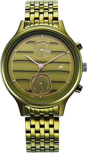 Fastrack Style Up Quartz Multifunction Green Dial Green Stainless Steel Strap Watch for Girls - NT6207QM02