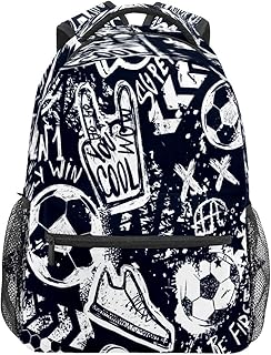 Bolsa escolar para meninos Mochila esportiva Futebol Padrão Estudante Ombro Livro Bolsa Menino Menino Menina Leve Durável Médio Ensino Escolar Bolsa de Viagem Caminhada Acampamento Mochila, Multicolorido, One Size, Clássico
