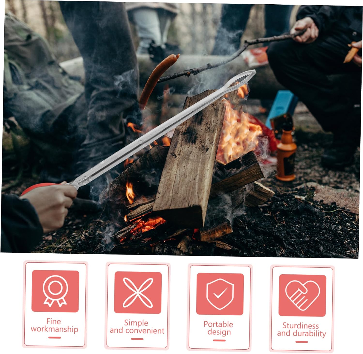 Firewood Tong Charcoal Clamp Stainless Steel 2pcs for Camping