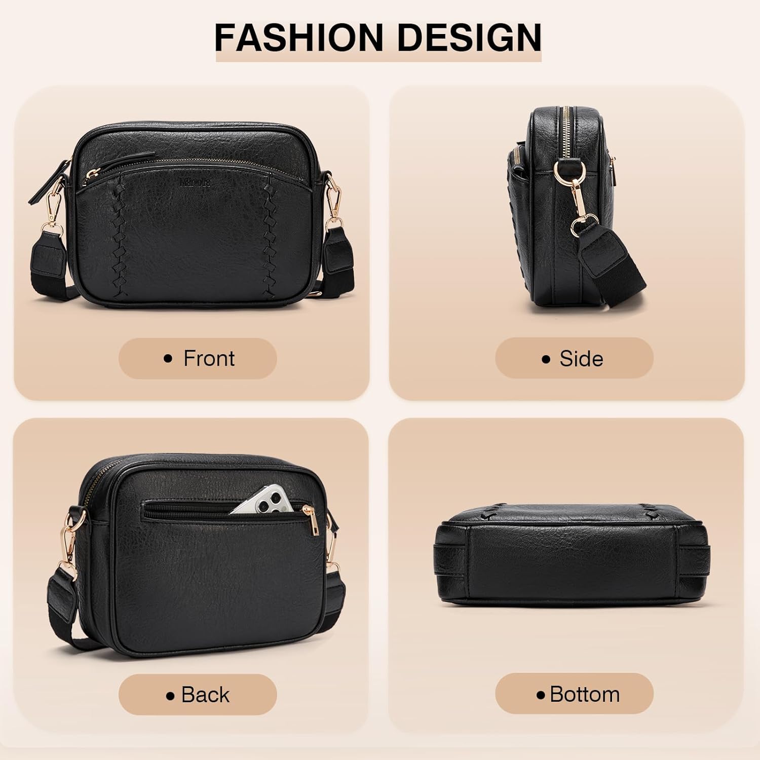 Marvolia Crossbody Bags for Women Soft Vegan Leather Shoulder Handbags Lightweight Crossbody Travel Purses - Image 7