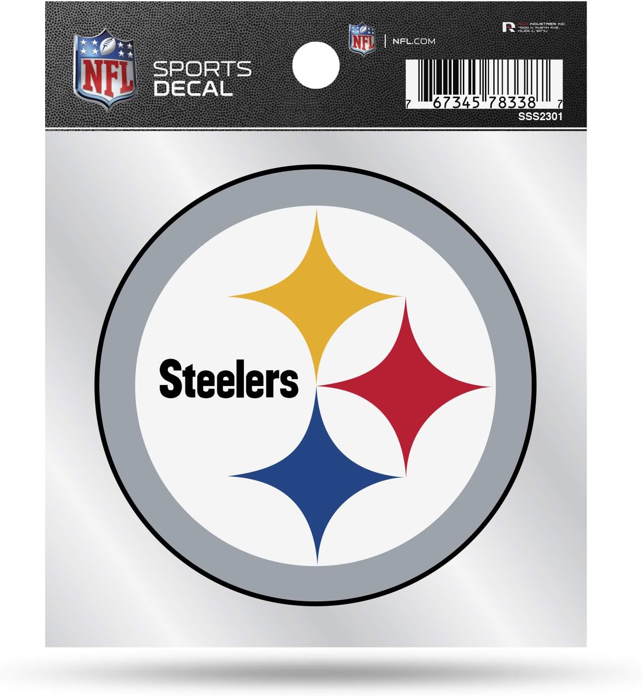 Rico Industries NFL Pittsburgh Steelers Primary Logo 4x4 Decal, Team Color, Size of individual decal will vary