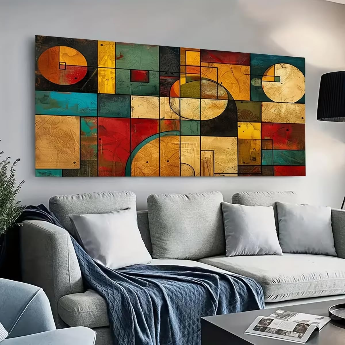 IHHGNB Boho Abstract Geometric Canvas Wall Art Painting Pictures Prints Poster for Living Room Bedroom Decoration(70x140cm(28x55in)/No frame)