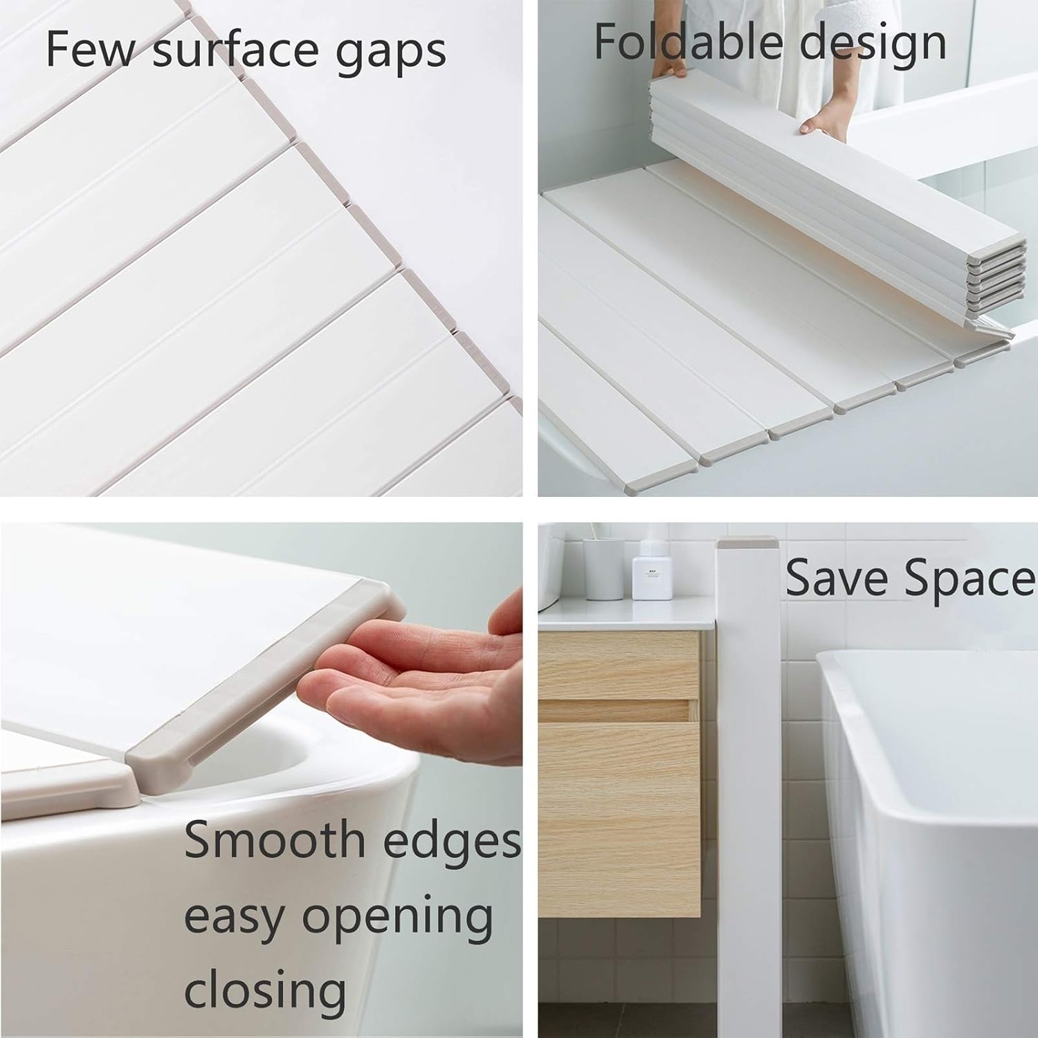 Bathtub Tray Bathtub Insulation Cover Polypropylene Shutter Bath Lid for Cell Phone Folding Bracket Folding Designed 6 Size (Color : White Size : 80cmX140cm) (White 75cmX150cm)